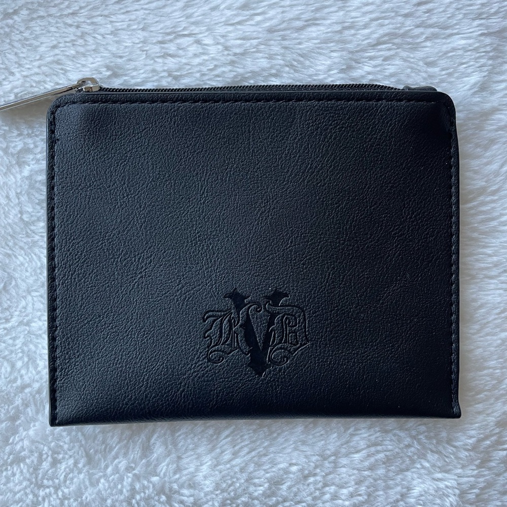 Kat Von D small black faux-leather zipped pouch